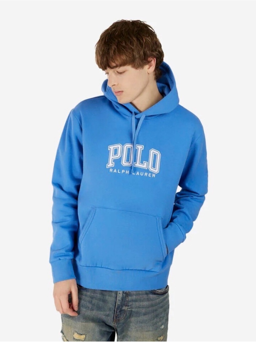 Polo Ralph Lauren Blue POLO Embroidered Logo Fleece Hoodie Sweatshirt NWOT